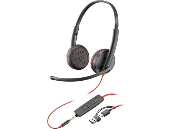 POLY Blackwire 3225 Stereo USB-C Headset +3.5mm Plug +USB-C/A