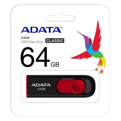 ADATA 64GB C008 USB2.0 Flash Drive RED (ADT-AC008-64G-RKD)