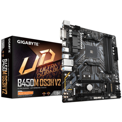 AMD B450 Ultra Durable Motherboard with Digital VRM Solution, Realtek GbE LAN and Bandwidth Management, PCIe Gen3 x4 M.2, Anti-Sulfur Resistor, RGB LED Strip Header, CEC 2019 Ready (MBD-GBT-B45MD3HR2)