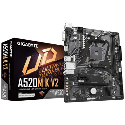 AMD A520 Ultra Durable Motherboard with GbE LAN with Bandwidth Management, PCIe 3.0 x4 M.2, Smart Fan 5, Anti-Sulfur Resistors Design (MBD-GBT-A520MKV21)